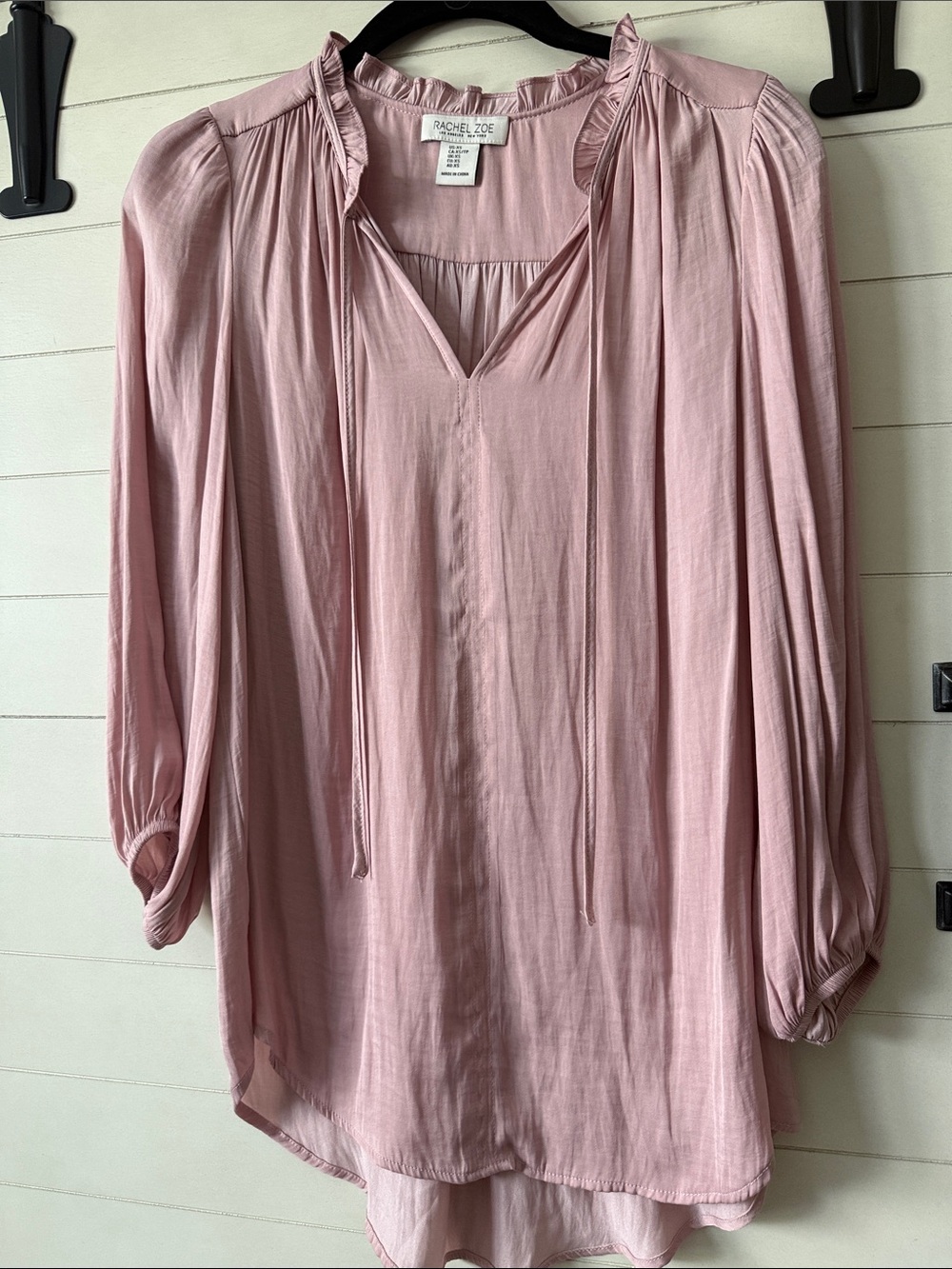 Rachel Zoe Blush Tie-Neck Peasant Tunic